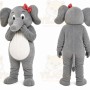 Gray Elephant Mascot Costume with Custom Logo