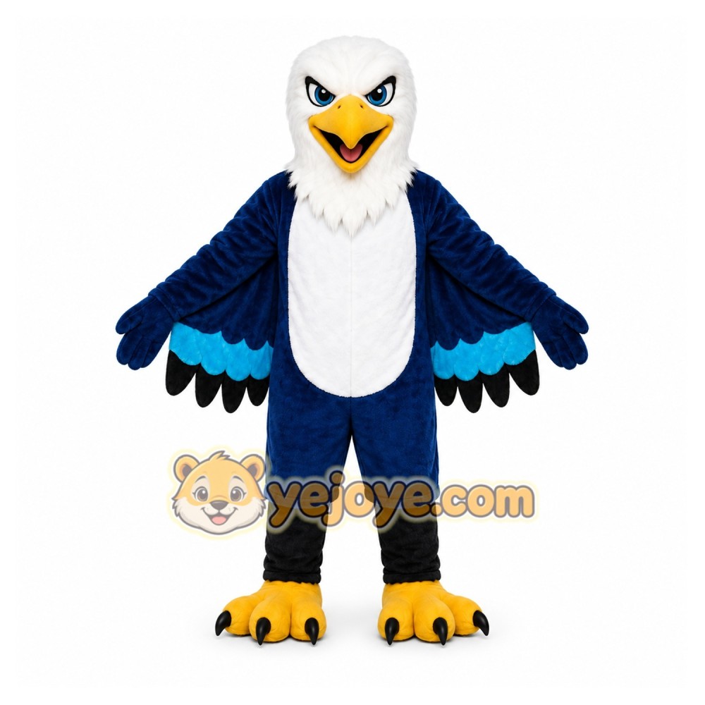 Blue Eagle Mascot Costume with Custom Logo Blue Eagle Mascot Costume with Custom Logo