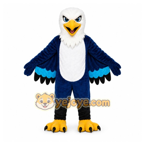 Blue Eagle Mascot Costume with Custom Logo