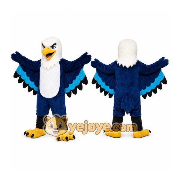 Blue Eagle Mascot Costume with Custom Logo