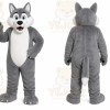 Gray Wolf Mascot Costume with Custom Logo