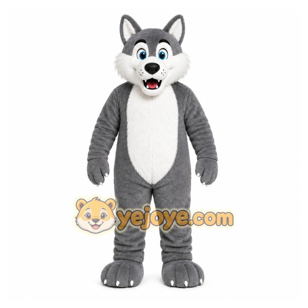 Gray Wolf Mascot Costume with Custom Logo Gray Wolf Mascot Costume with Custom Logo