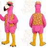 Pink Flamingo Mascot Costume with Custom Logo