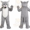 Gray Cougar Mascot Costume with Custom Logo