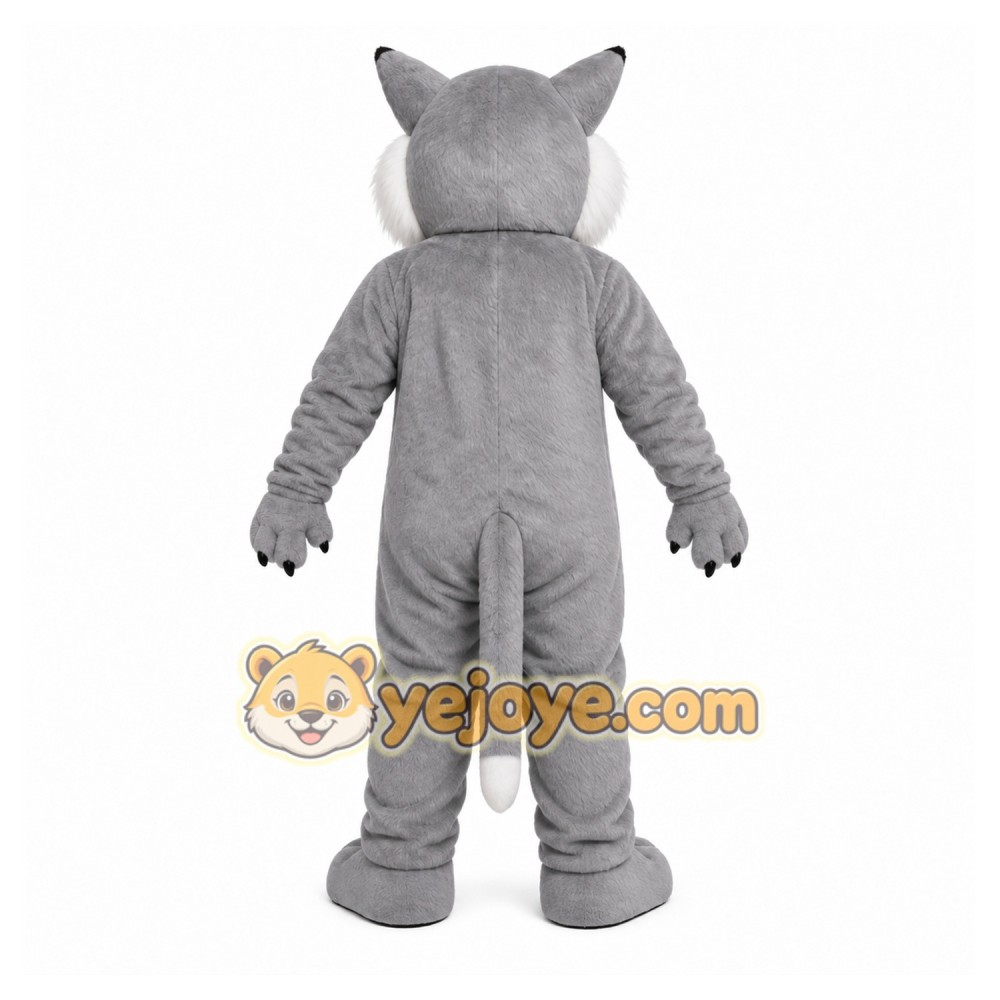 Gray Cougar Mascot Costume with Custom Logo Gray Cougar Mascot Costume with Custom Logo