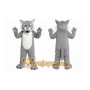Gray Cougar Mascot Costume with Custom Logo