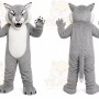 Gray Cougar Mascot Costume with Custom Logo