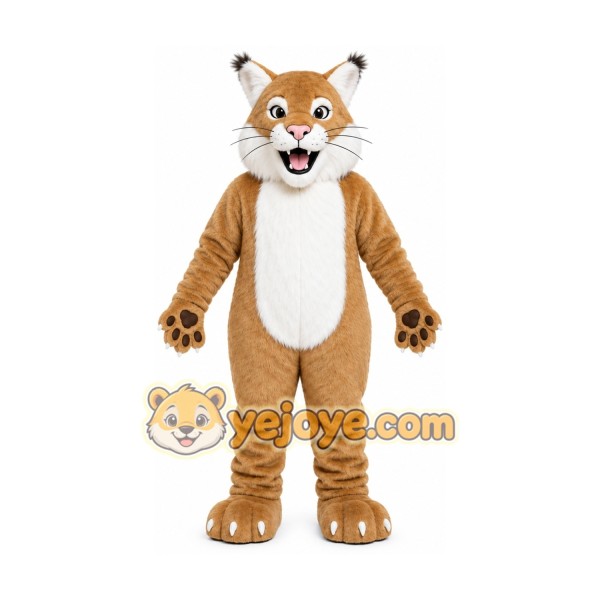 Brown Cougar Mascot Costume with Custom Logo