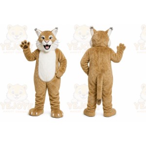 Brown Cougar Mascot Costume with Custom Logo