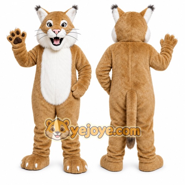 Brown Cougar Mascot Costume with Custom Logo