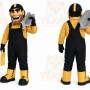 Yellow Worker Mascot Costume with Custom Logo