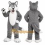 Gray Wolf Mascot Costume with Custom Logo