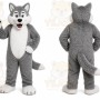 Gray Wolf Mascot Costume with Custom Logo
