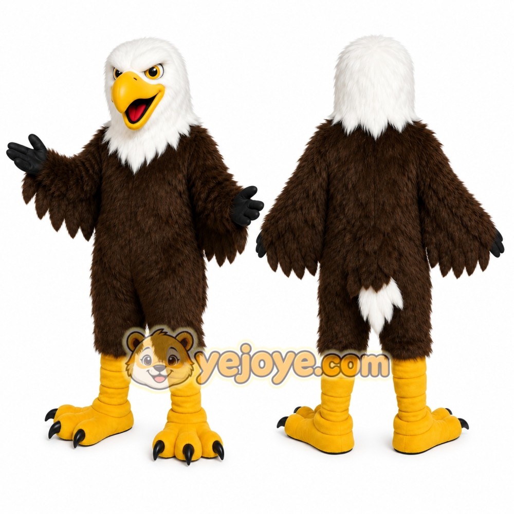 Brown Eagle Mascot Costume with Custom Logo