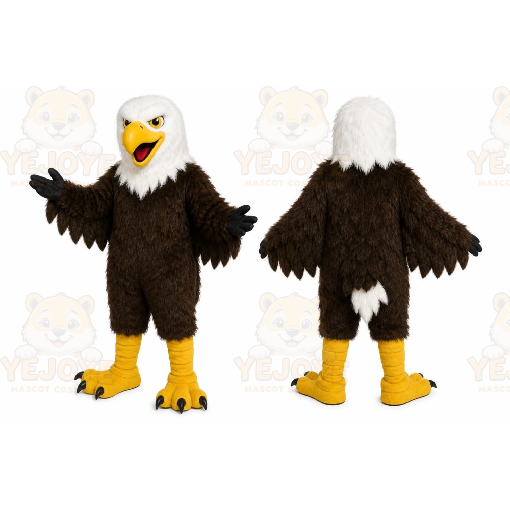 Brown Eagle Mascot Costume with Custom Logo