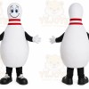 White Bowling Pin Mascot Costume with Custom Logo