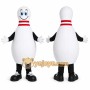 White Bowling Pin Mascot Costume with Custom Logo