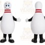 White Bowling Pin Mascot Costume with Custom Logo