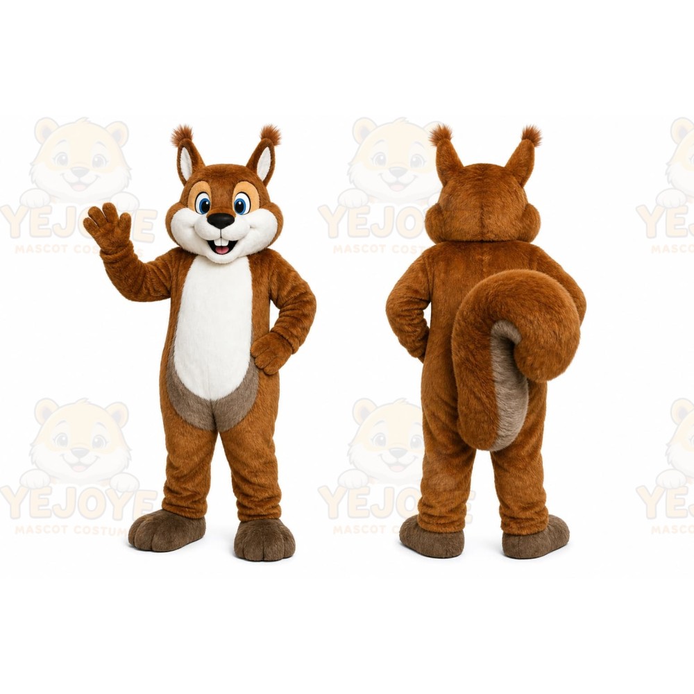 Brown Squirrel Mascot Costume with Custom Logo