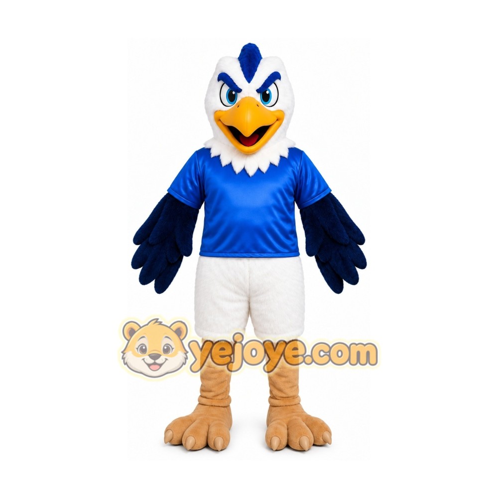 Blue Eagle Mascot Costume with Custom Logo