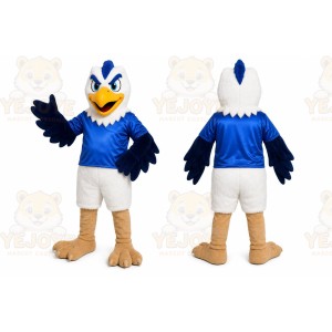 Blue Eagle Mascot Costume with Custom Logo