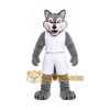 Gray Wolf Mascot Costume with Custom Logo
