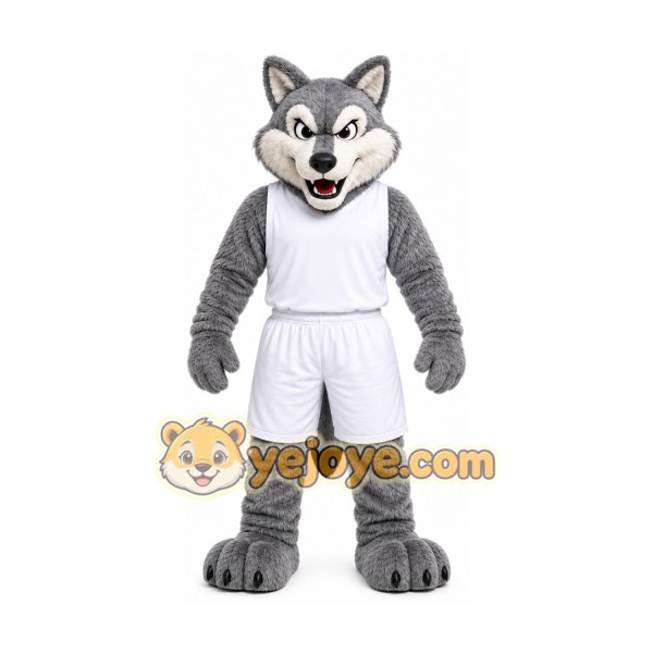 Gray Wolf Mascot Costume with Custom Logo Gray Wolf Mascot Costume with Custom Logo