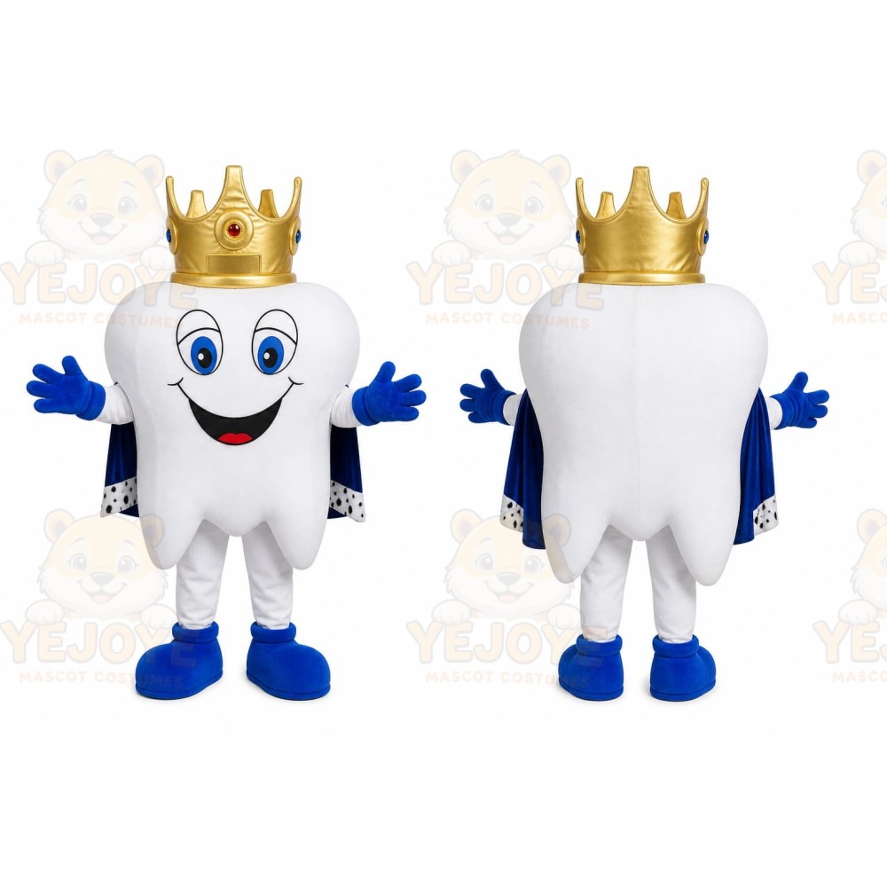 White Tooth Mascot Costume with Custom Logo