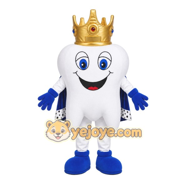 White Tooth Mascot Costume with Custom Logo