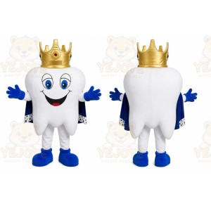 White Tooth Mascot Costume with Custom Logo