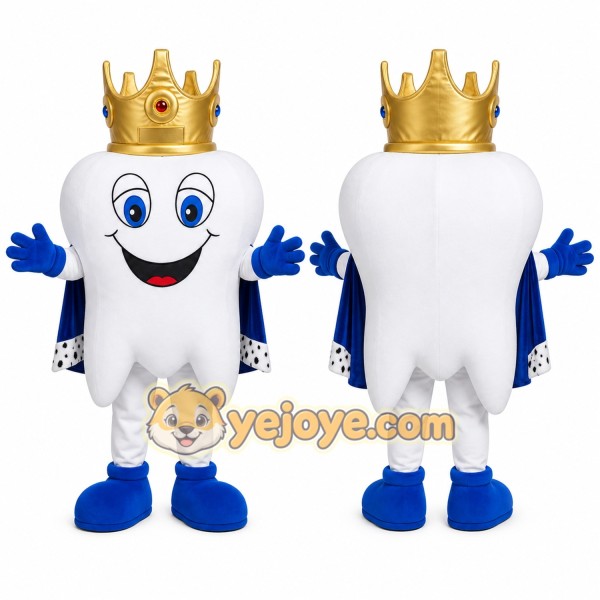 White Tooth Mascot Costume with Custom Logo
