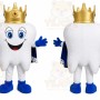 White Tooth Mascot Costume with Custom Logo