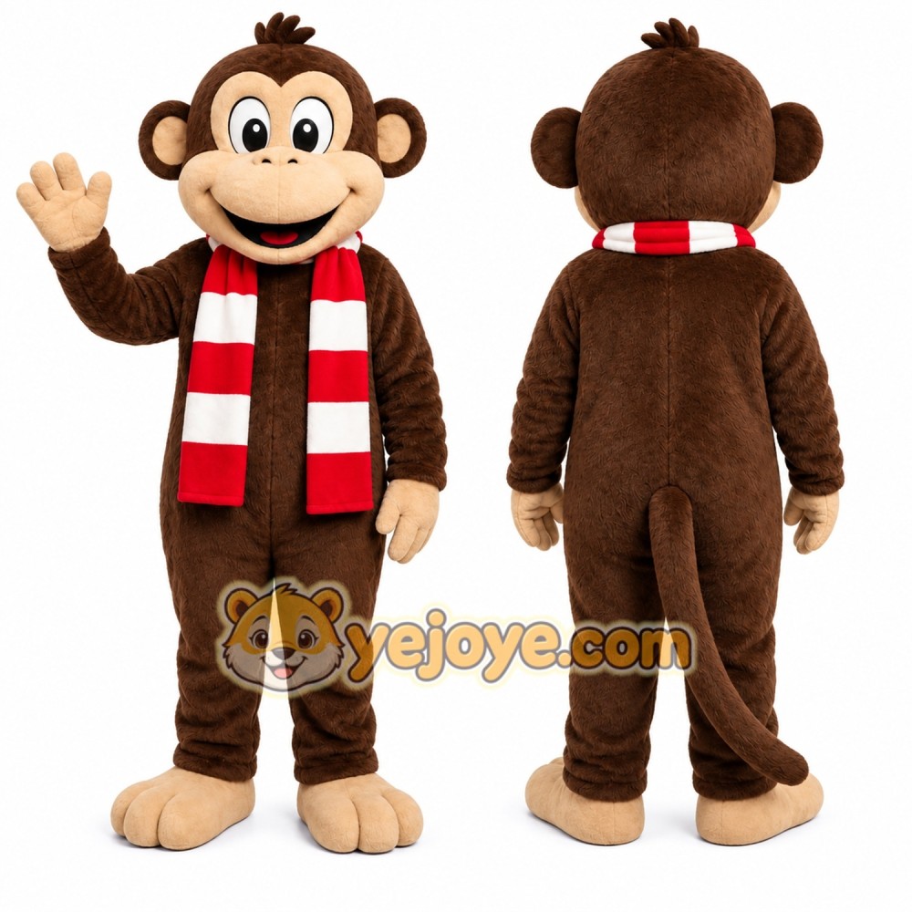 Brown Monkey Mascot Costume with Custom Logo Brown Monkey Mascot Costume with Custom Logo