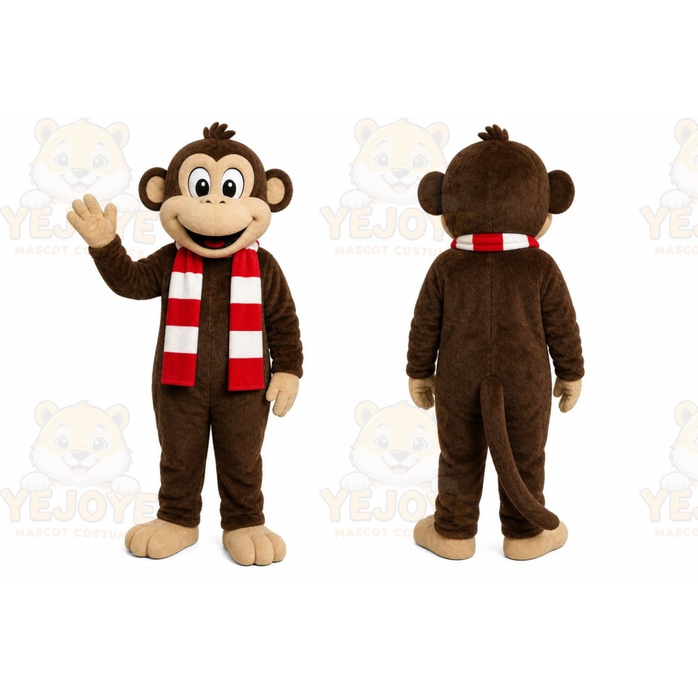 Brown Monkey Mascot Costume with Custom Logo