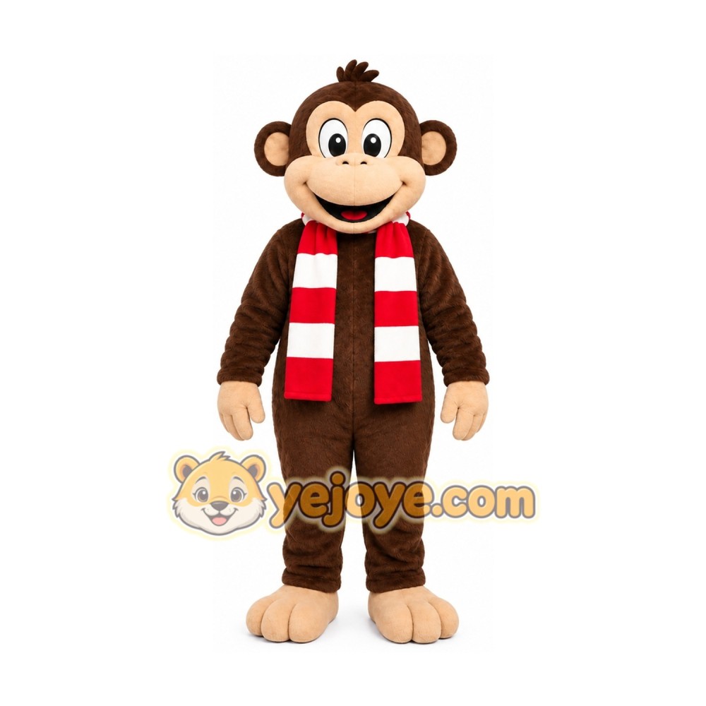Brown Monkey Mascot Costume with Custom Logo Brown Monkey Mascot Costume with Custom Logo
