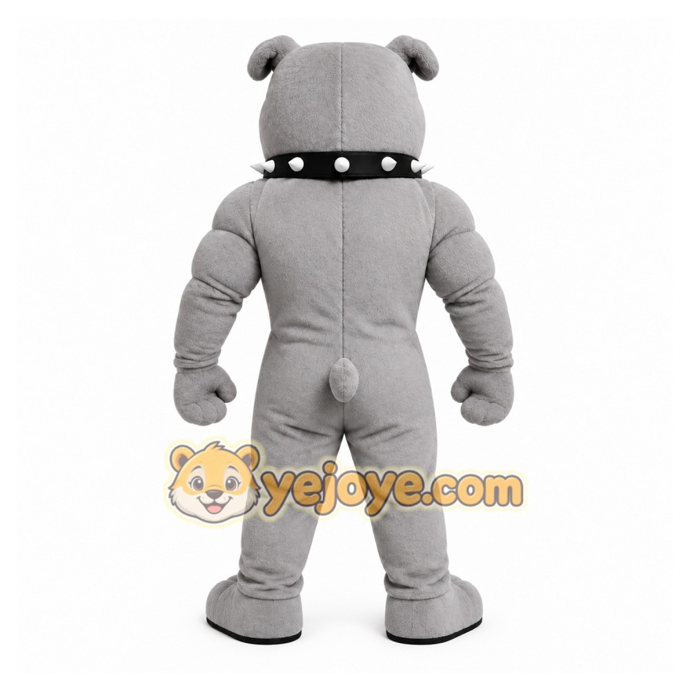 Gray Bulldog Mascot Costume with Custom Logo Gray Bulldog Mascot Costume with Custom Logo