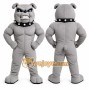 Gray Bulldog Mascot Costume with Custom Logo