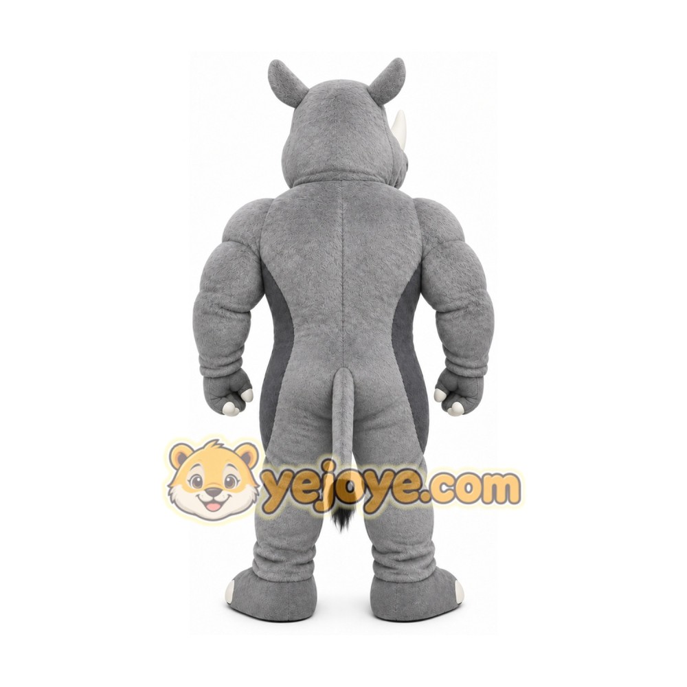 Gray Rhino Mascot Costume with Custom Logo Gray Rhino Mascot Costume with Custom Logo
