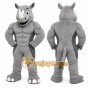 Gray Rhino Mascot Costume with Custom Logo