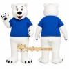 White Bear Mascot Costume with Custom Logo