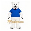White Bear Mascot Costume with Custom Logo