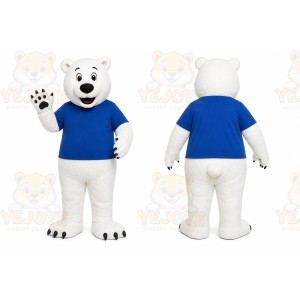 White Bear Mascot Costume with Custom Logo
