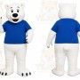 White Bear Mascot Costume with Custom Logo