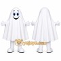White Ghost Mascot Costume with Custom Logo