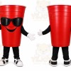 Red Cup Mascot Costume with Custom Logo