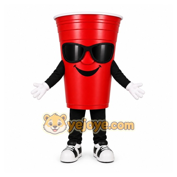 Red Cup Mascot Costume with Custom Logo Red Cup Mascot Costume with Custom Logo
