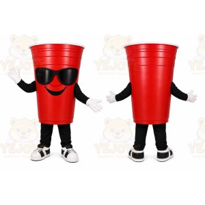 Red Cup Mascot Costume with Custom Logo