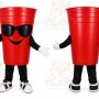 Red Cup Mascot Costume with Custom Logo