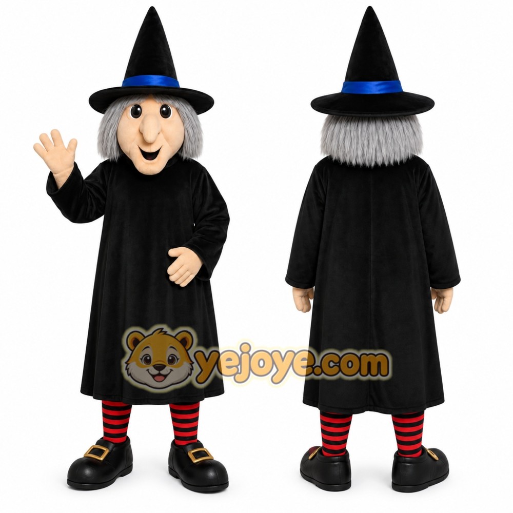 Black Witch Mascot Costume with Custom Logo Black Witch Mascot Costume with Custom Logo