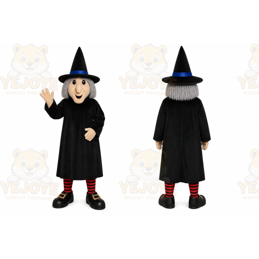 Black Witch Mascot Costume with Custom Logo